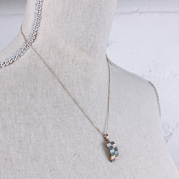 VTG Signed Charles Winston Silver Mother of Pearl Necklace Earrings Set Italy - Picture 3 of 9